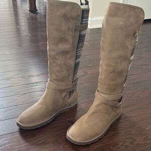 UGG Beige and Plaid Knee-High Boots